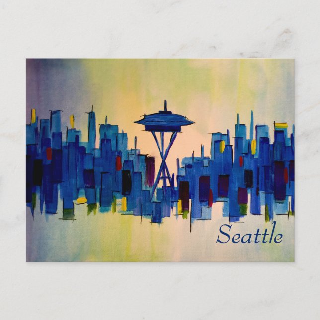 Abstraktens målning av Seattle Washington Vykort (Framsida)