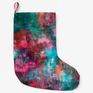 Abstraktens målning. Brushstroke, fläckar på färg. Liten Julstrumpa