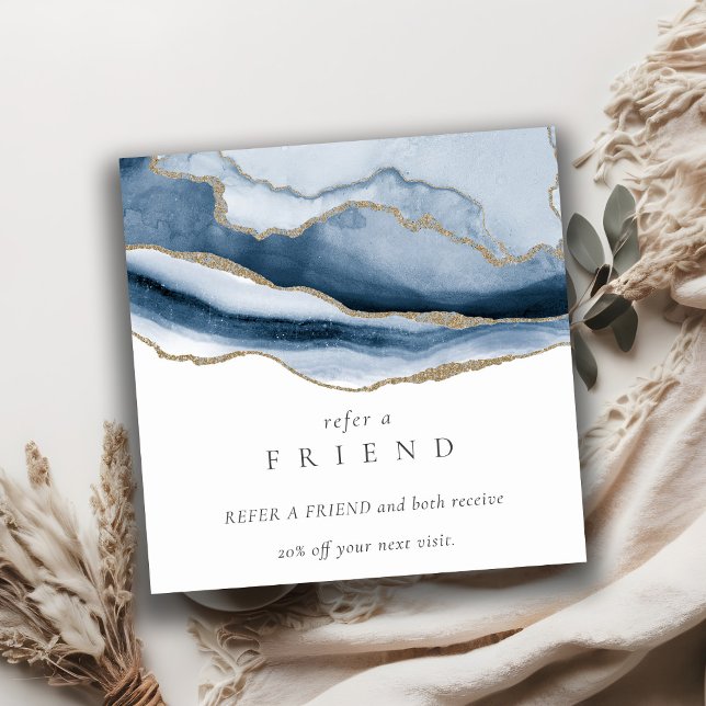 Abstraktens marinblå agate Guld refererar till en  Fyrkantigt Visitkort (Skapare uppladdad)