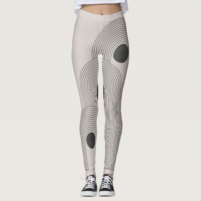 Abstraktens medelårhundrade, geometriska balansfor leggings (Framsida)