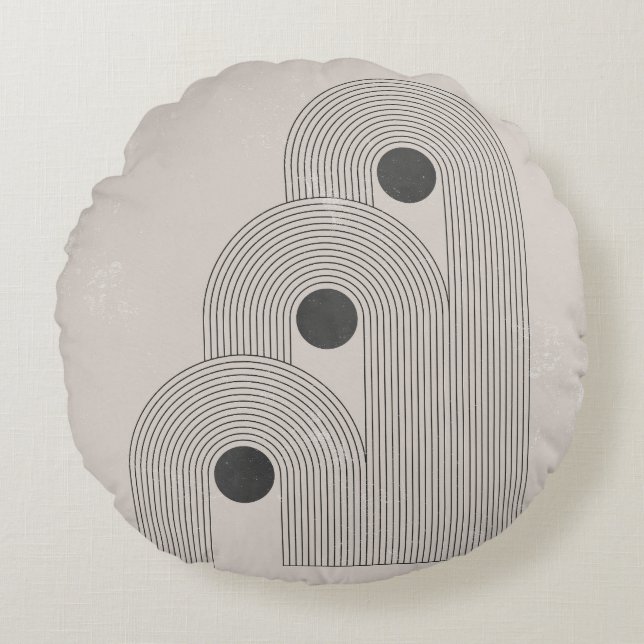 Abstraktens medelårhundrade, geometriska balansfor rund kudde (Framsidan)