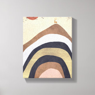 Abstraktens minimalistiska berg med fåglar från Hj Canvastryck
