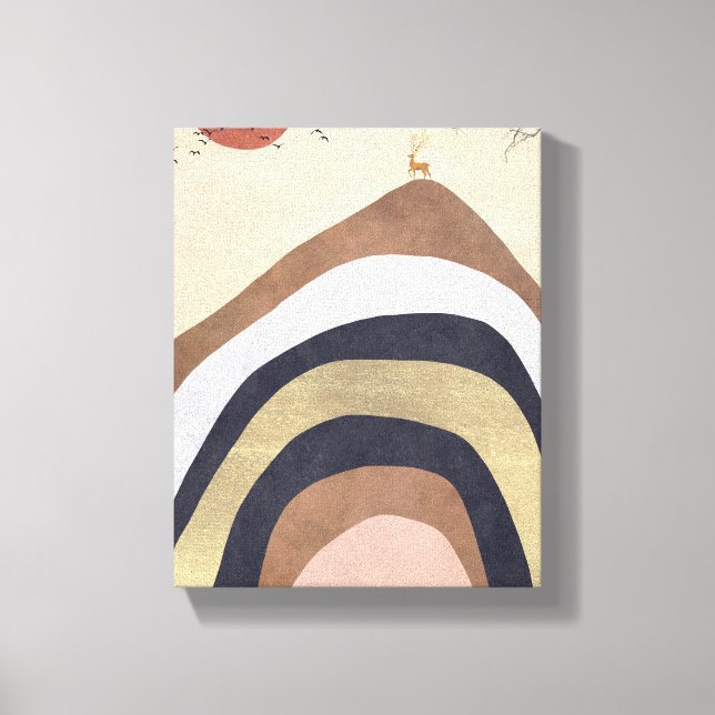 Abstraktens minimalistiska berg med fåglar från Hj Canvastryck (Framsida)