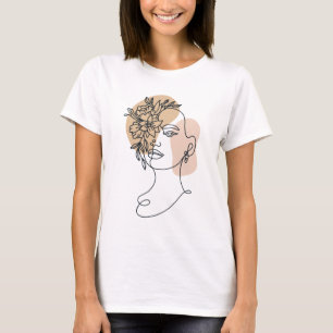 Abstraktens minimalistiska Blommigt av ansikte kon T Shirt