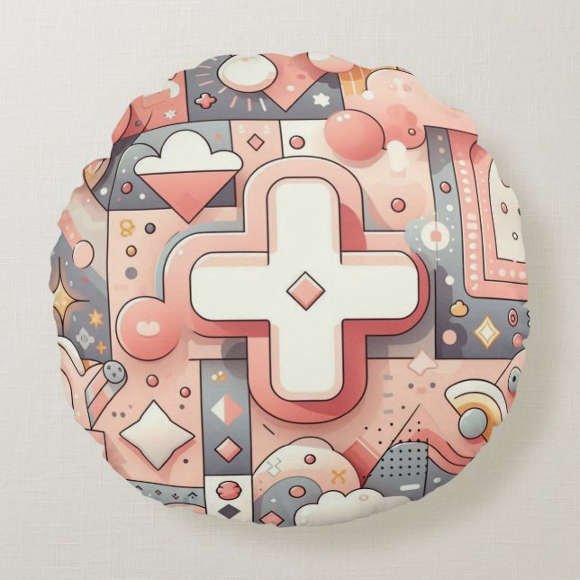 abstraktens minimalistiska mönster-utformning rund kudde (Framsidan)