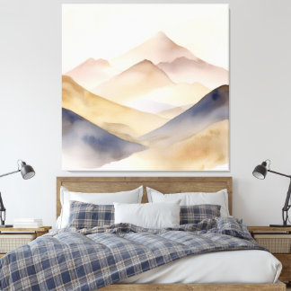 Abstraktens minimalistiska vattenfärgsbeige berg canvastryck