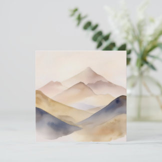 Abstraktens minimalistiska vattenfärgsbeige berg inbjudningar