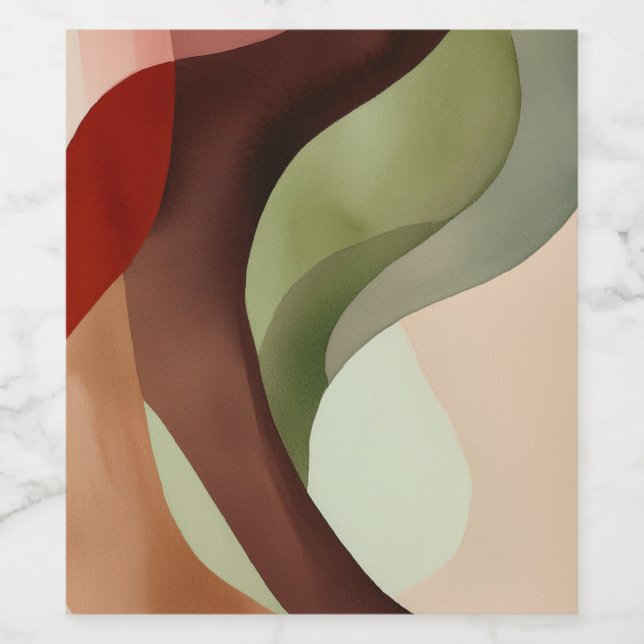 Abstraktens minimalistiska vattenfärgssammansättni vinflaska etikett (Singel etikett)