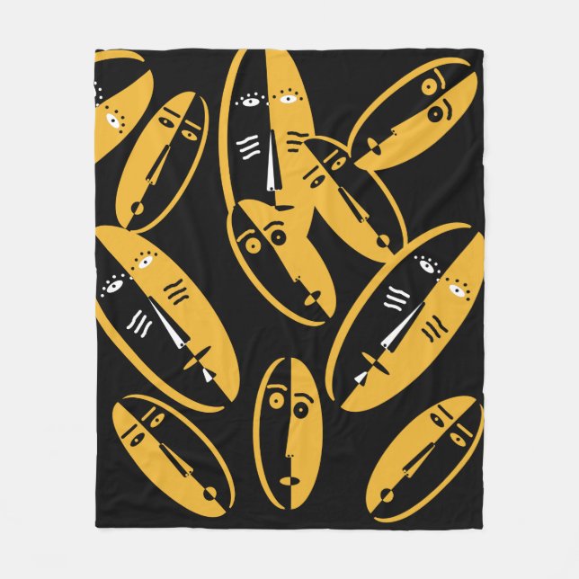 abstraktens moderna ansikte mönster fleecefilt (Framsidan)