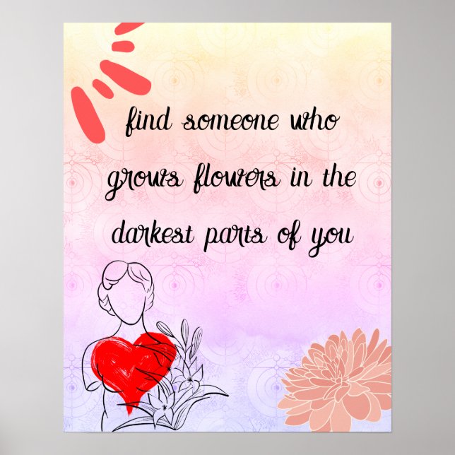 Abstraktens moderna blomkonst och Kärlek-citat Poster (Framsidan)