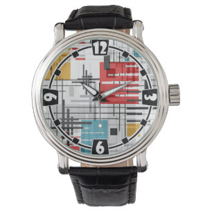 Abstraktens moderna geometriska former, randade, r armbandsur