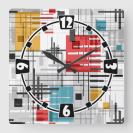 Abstraktens moderna geometriska former, randade, r fyrkantig klocka