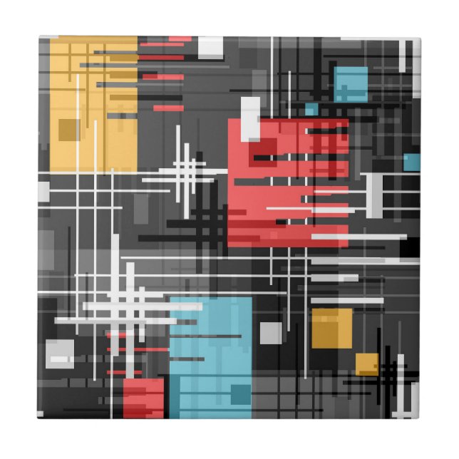 Abstraktens moderna geometriska former, randade, r kakelplatta (Framsidan)