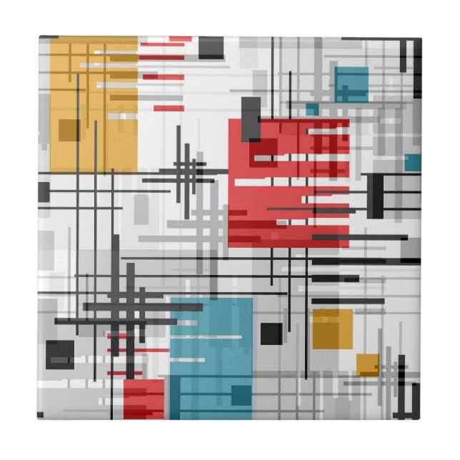 Abstraktens moderna geometriska former, randade, r kakelplatta (Framsidan)