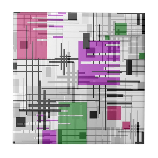 Abstraktens moderna geometriska former, randade, r kakelplatta (Framsidan)