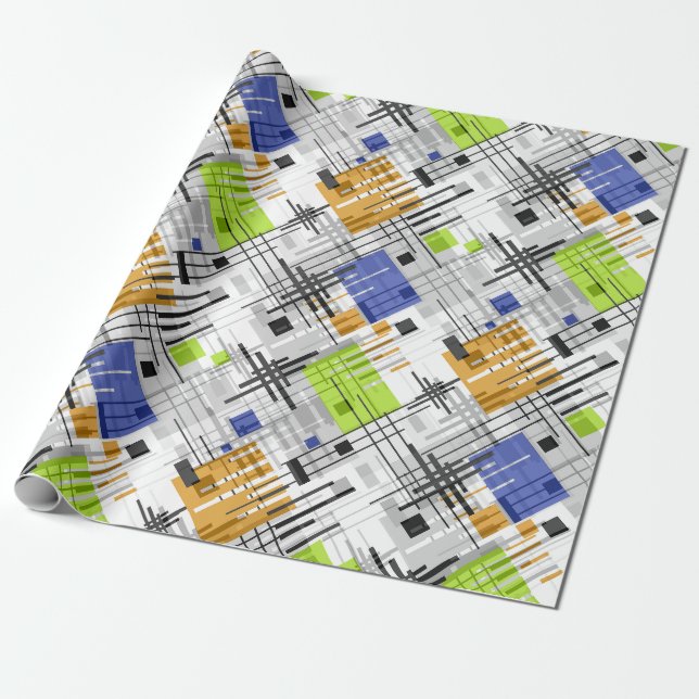 Abstraktens moderna geometriska former, randade, r presentpapper (Utrullad)