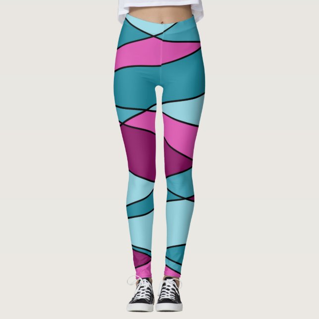 Abstraktens moderna geometriska former trianglar r leggings (Framsida)