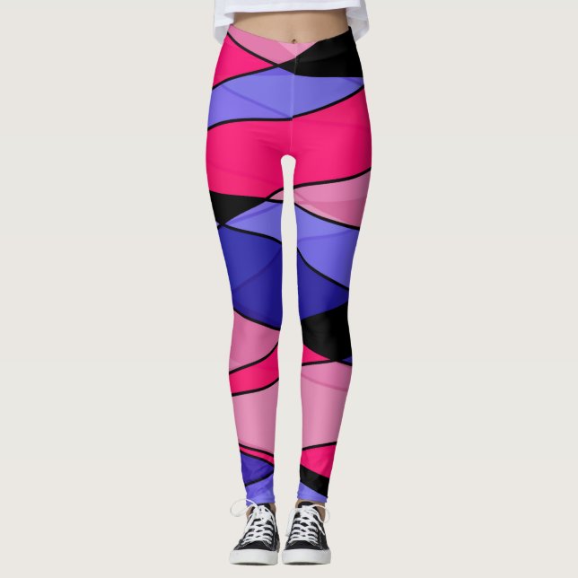 Abstraktens moderna geometriska former trianglar r leggings (Framsida)