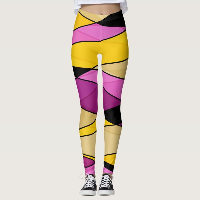 Abstraktens moderna geometriska former trianglar r leggings (Framsida)