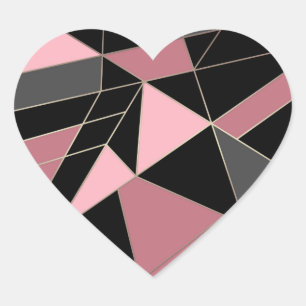 Abstraktens moderna geometriska trianglar skriver hjärtformat klistermärke