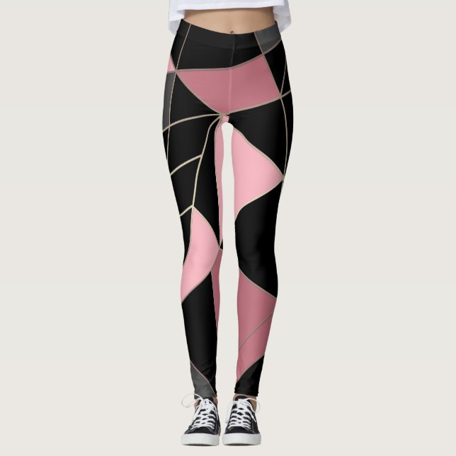 Abstraktens moderna geometriska trianglar skriver  leggings (Framsida)