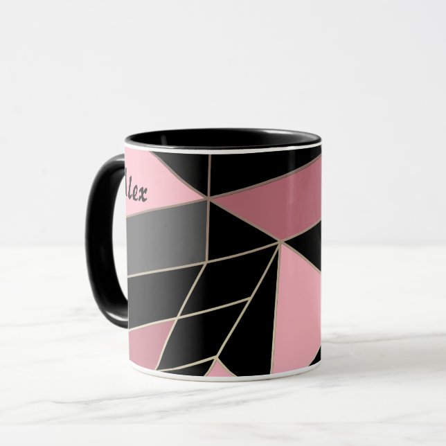 Abstraktens moderna geometriska trianglar skriver  mugg (Framsida vänster)