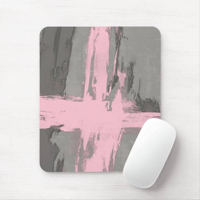 Abstraktens moderna konst stil grått rosa musmatta (Med mus)