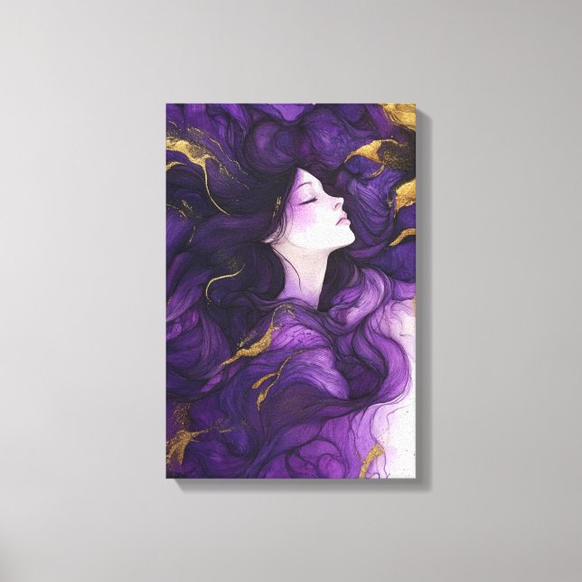 Abstraktens moderna lila och guld canvastryck (Framsida)