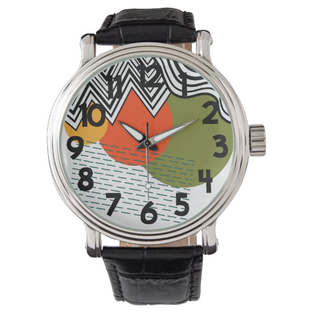 Abstraktens moderna medelårhundrade armbandsur (Framsida)