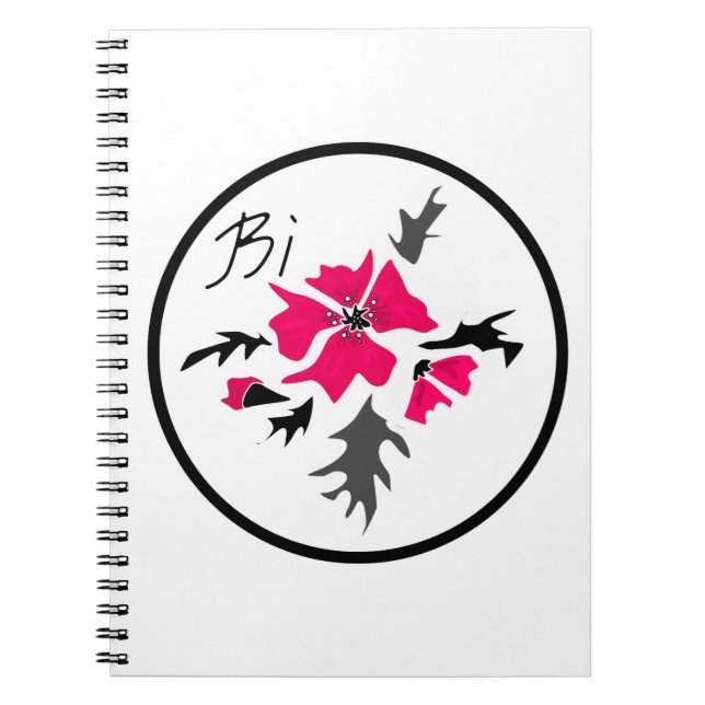 Abstraktens moderna rosa-grått-löv-utskrift anteckningsbok (Framsidan)