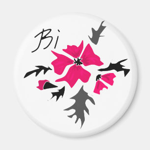 Abstraktens moderna rosa-grått-löv-utskrift magnet
