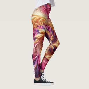 Abstraktens moderna Rosa, Guld och Lila Leggings