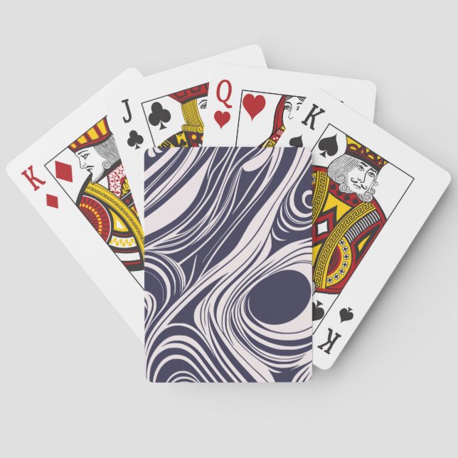 Abstraktens mörk blått och grått-vätskevirvelforma casinokort (Baksidan)