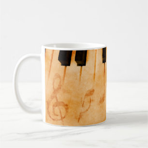 Abstraktens musikbakgrund - Tangentbord och musik Kaffemugg