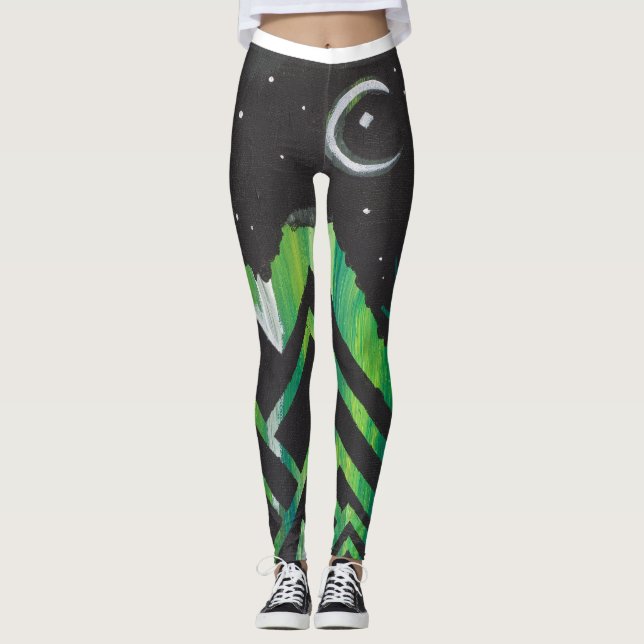 Abstraktens nattliga mellanslag leggings (Framsida)