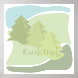 Abstraktens naturliga landskap med träd och himlar poster