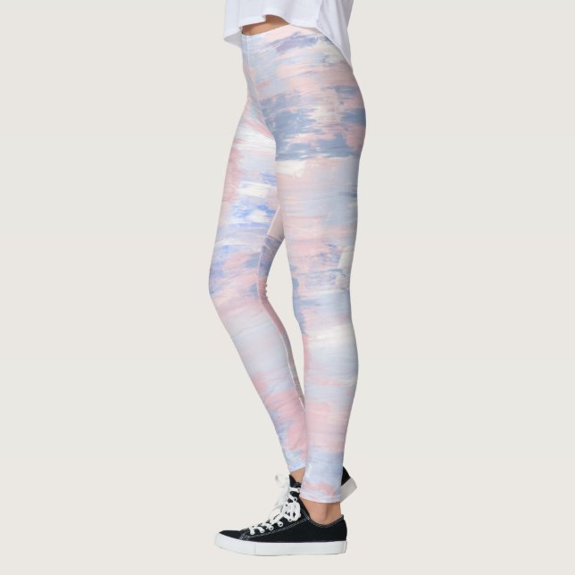 Abstraktens  och blå färglinjer leggings (Vänster)