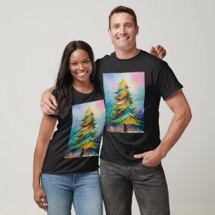 Abstraktens oljemålning av Julgran t-skjortan T Shirt