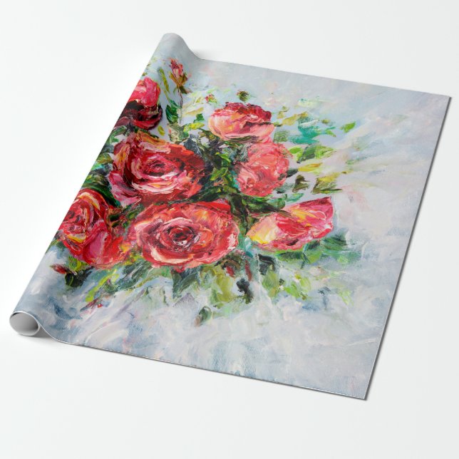  abstraktens oljemålning av vackra färska buketter presentpapper (Utrullad)