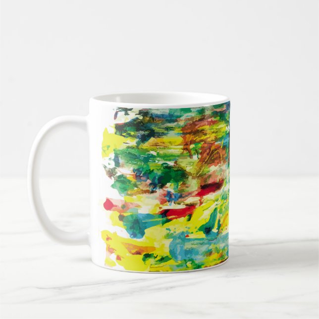  abstraktens oljemålning ritas för hand. kolo kaffemugg (Vänster)