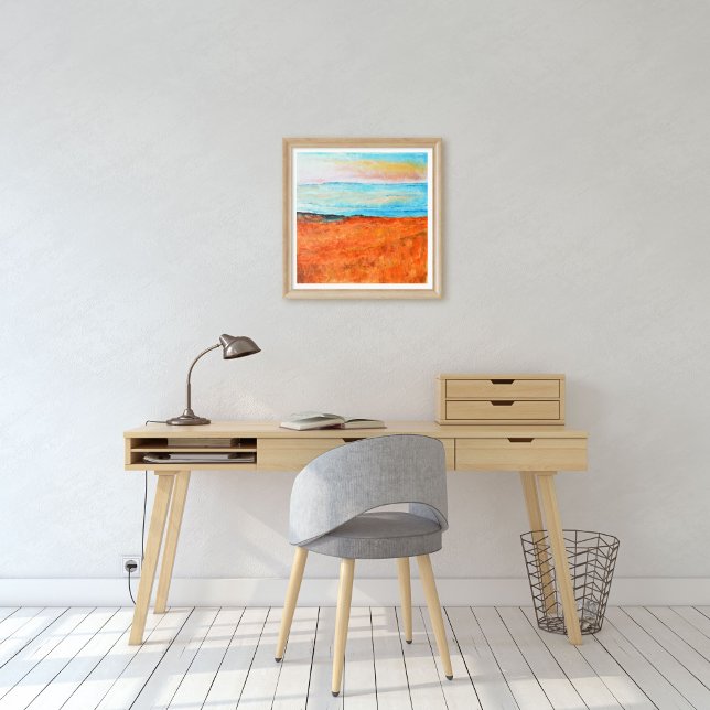 Abstraktens Orange - blå persienfärgning Poster (Skapare uppladdad)