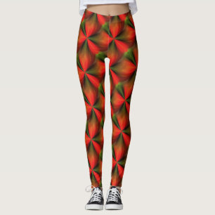 Abstraktens Orange och Grönt Mönster Leggings