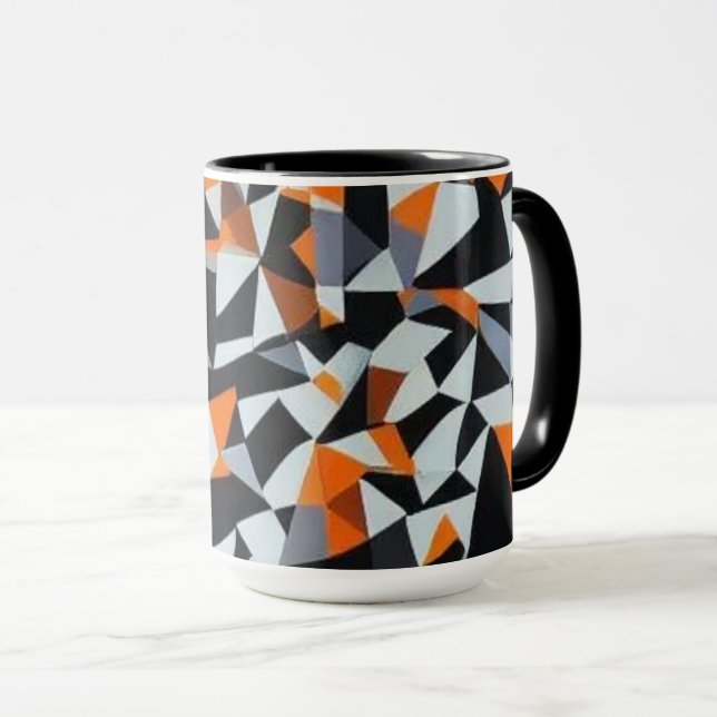 Abstraktens Orange och svart geometrisk grafik Mugg (Framsida höger)