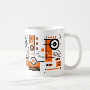 Abstraktens Orange och Svartteknikinspirerad Mugg