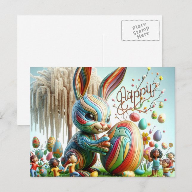 Abstraktens Påskhare log Helg Vykort (Fram/baksida)