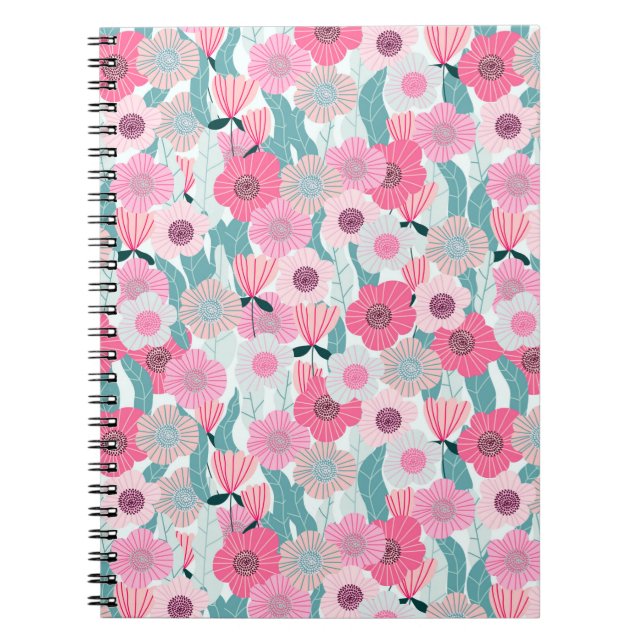 Abstraktens pastellblommönster. Fin rosa flo Anteckningsbok (Framsidan)