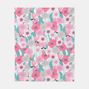 Abstraktens pastellblommönster. Fin rosa flo Fleecefilt