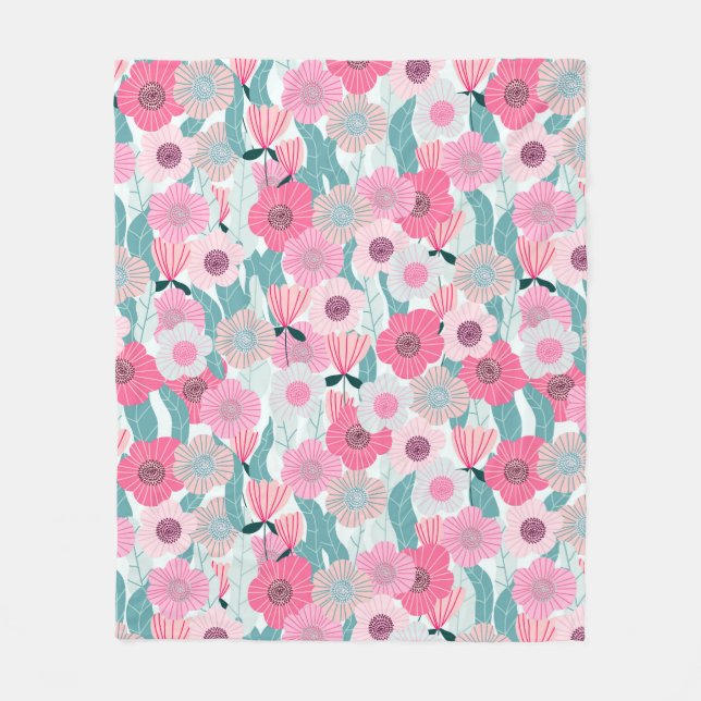 Abstraktens pastellblommönster. Fin rosa flo Fleecefilt (Framsidan)