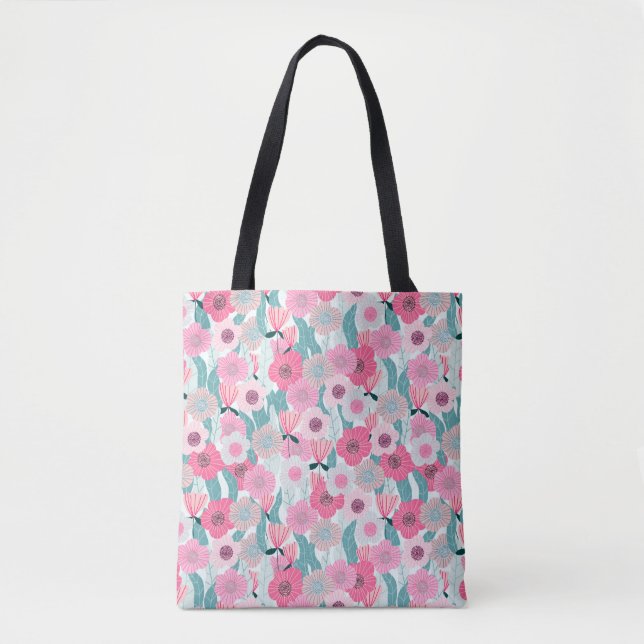 Abstraktens pastellblommönster. Fin rosa flo Tygkasse (Framsida)