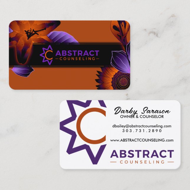 abstraktens rådgivning blev större på baksidan visitkort (Fram/baksida)